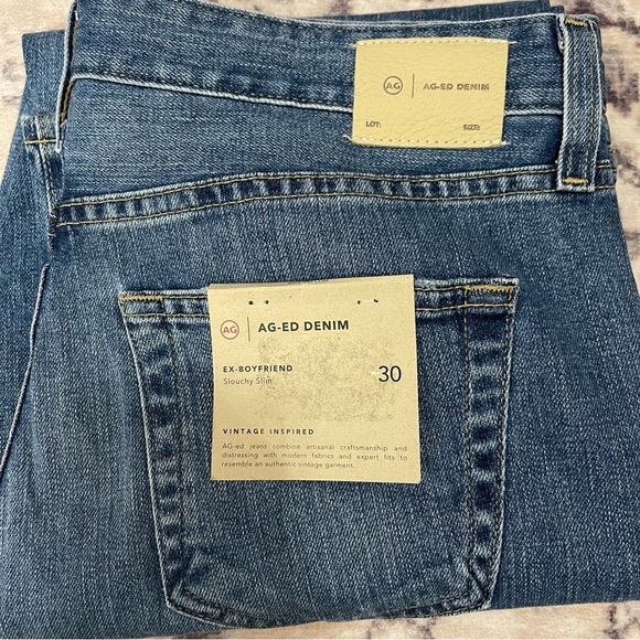 AG-ED Denim Ex Boyfriend Slouchy Slim Jeans Cropped Size 30 NWT - Picture 9 of 9